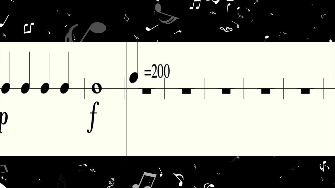 Rhythm Rumbler Bonus Round with a new tempo marking of quarter note equals 200 followed by several measures of rest